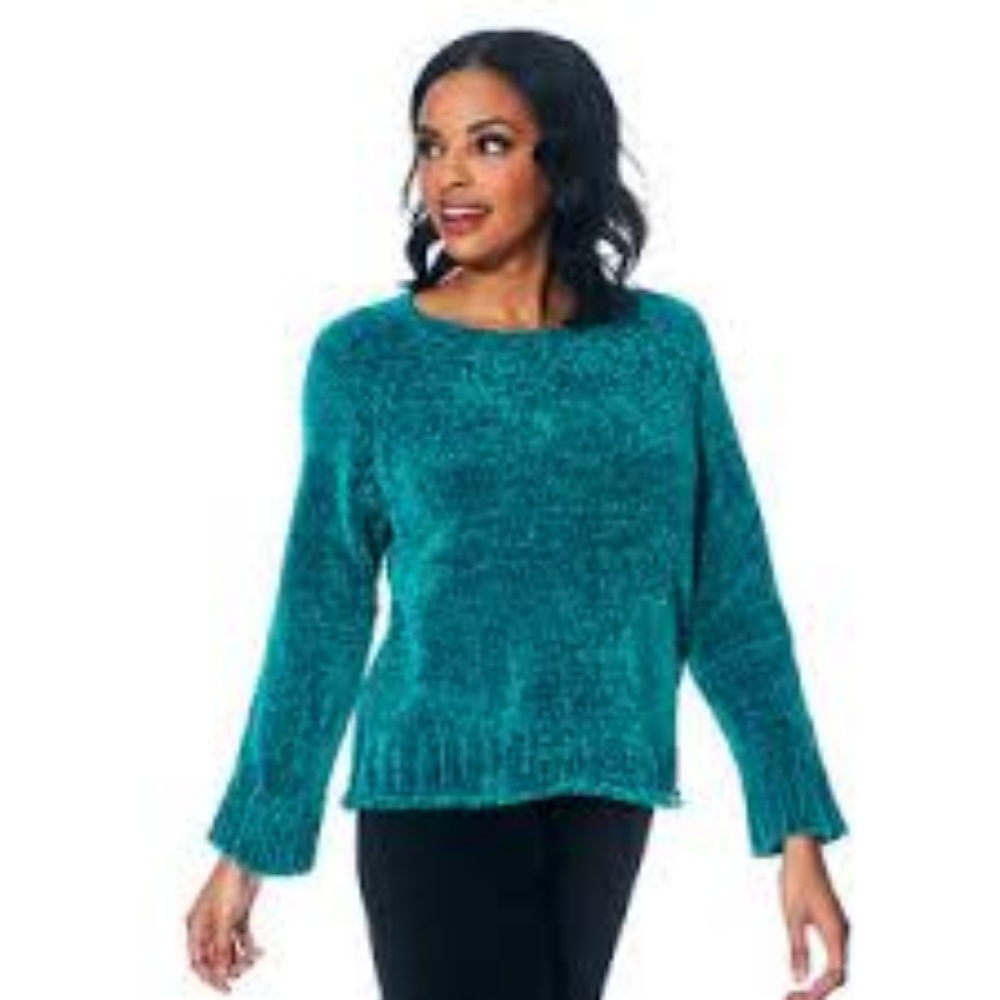 Wide Sleeve Cropped Chenille Sweater NEW